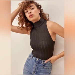 Reformation Irving Sparkle Mock Neck Sleeveless Tank